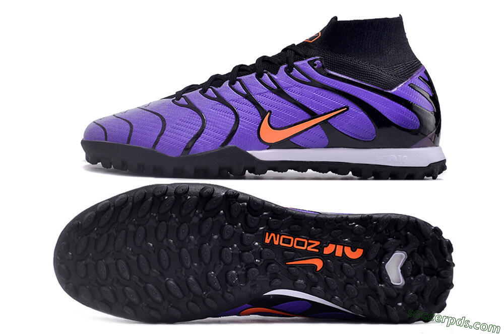 Nike Air Zoom Mercurial Superfly 9 Elite TF High-Tops Football Shoes - Purple/Black/Orange 0