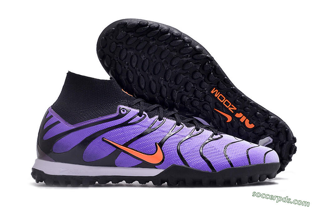 Nike Air Zoom Mercurial Superfly 9 Elite TF High-Tops Football Shoes - Purple/Black/Orange 1