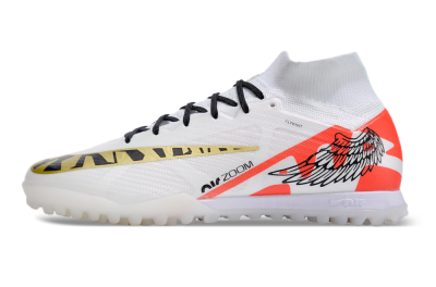 Nike Air Zoom Mercurial Superfly 9 Elite TF High-Tops Football Shoes - White/Red/Gold