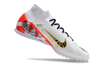 Nike Air Zoom Mercurial Superfly 9 Elite TF High-Tops Football Shoes - White/Red/Gold
