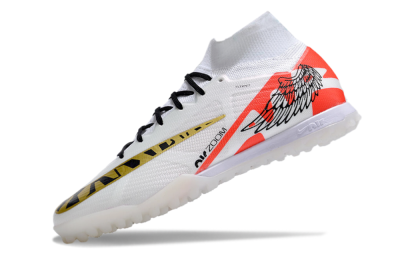 Nike Air Zoom Mercurial Superfly 9 Elite TF High-Tops Football Shoes - White/Red/Gold