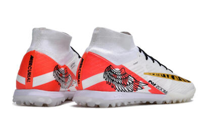 Nike Air Zoom Mercurial Superfly 9 Elite TF High-Tops Football Shoes - White/Red/Gold