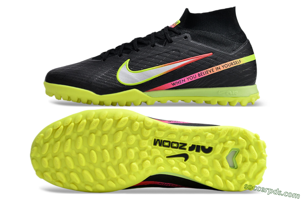 Nike Air Zoom Mercurial Superfly 9 Elite TF High-Tops Football Shoes - Black/Silver/Green/Red 0