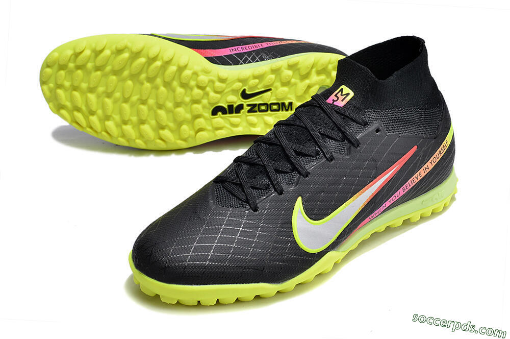 Nike Air Zoom Mercurial Superfly 9 Elite TF High-Tops Football Shoes - Black/Silver/Green/Red 3