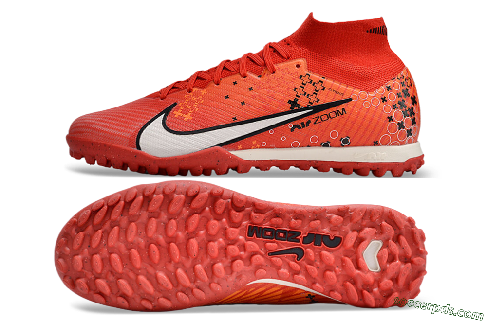 Nike Air Zoom Mercurial Superfly 9 Elite TF High-Tops Football Shoes - Red/White/Black 0