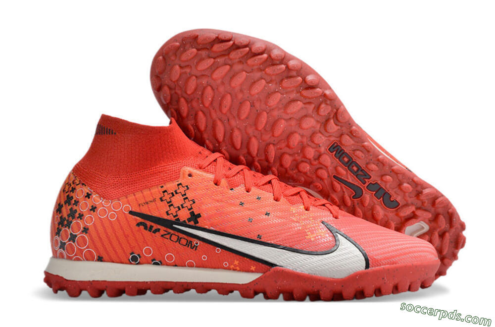 Nike Air Zoom Mercurial Superfly 9 Elite TF High-Tops Football Shoes - Red/White/Black 1