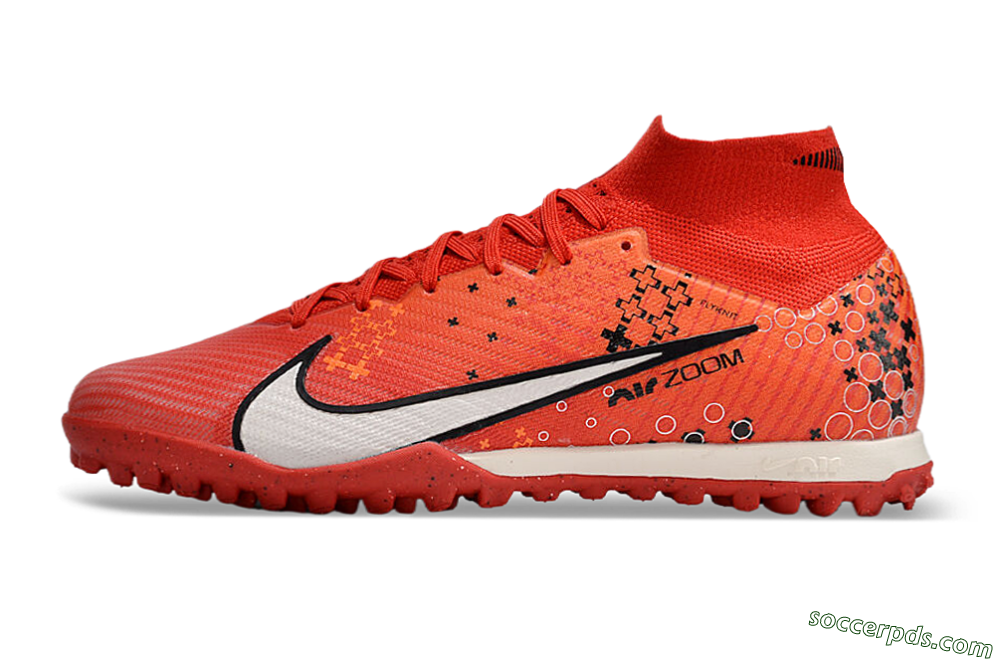 Nike Air Zoom Mercurial Superfly 9 Elite TF High-Tops Football Shoes - Red/White/Black 2