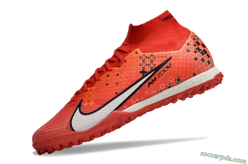 Nike Air Zoom Mercurial Superfly 9 Elite TF High-Tops Football Shoes - Red/White/Black 5
