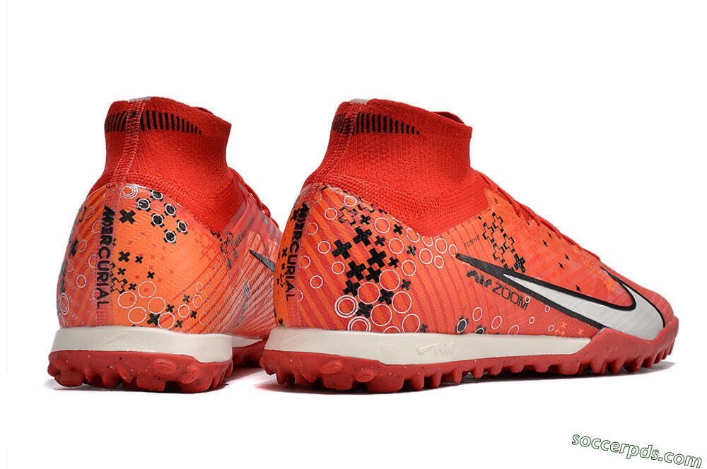 Nike Air Zoom Mercurial Superfly 9 Elite TF High-Tops Football Shoes - Red/White/Black 6