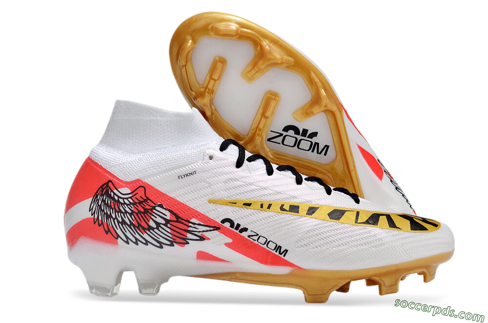 Nike Air Zoom Mercurial Superfly 9 Elite FG High-Tops Football Boots - White/Gold/Black/Red 1
