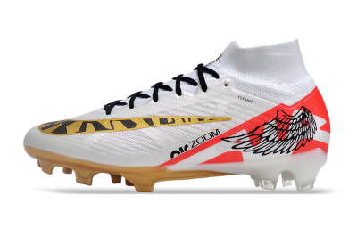 Nike Air Zoom Mercurial Superfly 9 Elite FG High-Tops Football Boots - White/Gold/Black/Red