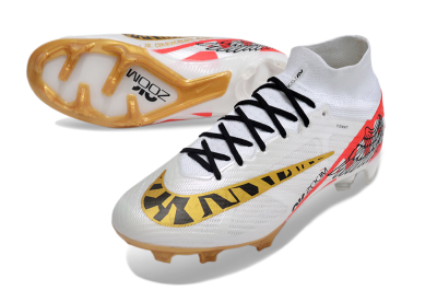 Nike Air Zoom Mercurial Superfly 9 Elite FG High-Tops Football Boots - White/Gold/Black/Red