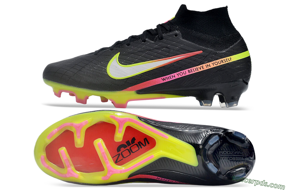 Nike Air Zoom Mercurial Superfly 9 Elite FG High-Tops Football Boots - Black/Silver/Green/Red 0