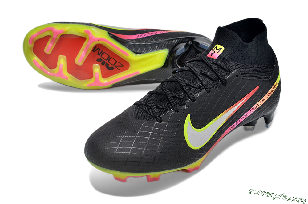 Nike Air Zoom Mercurial Superfly 9 Elite FG High-Tops Football Boots - Black/Silver/Green/Red 3