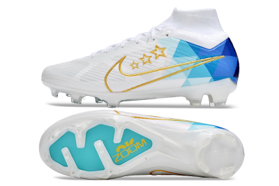 Nike Air Zoom Mercurial Superfly 9 Elite FG High-Tops Football Boots - White/Blue/Gold