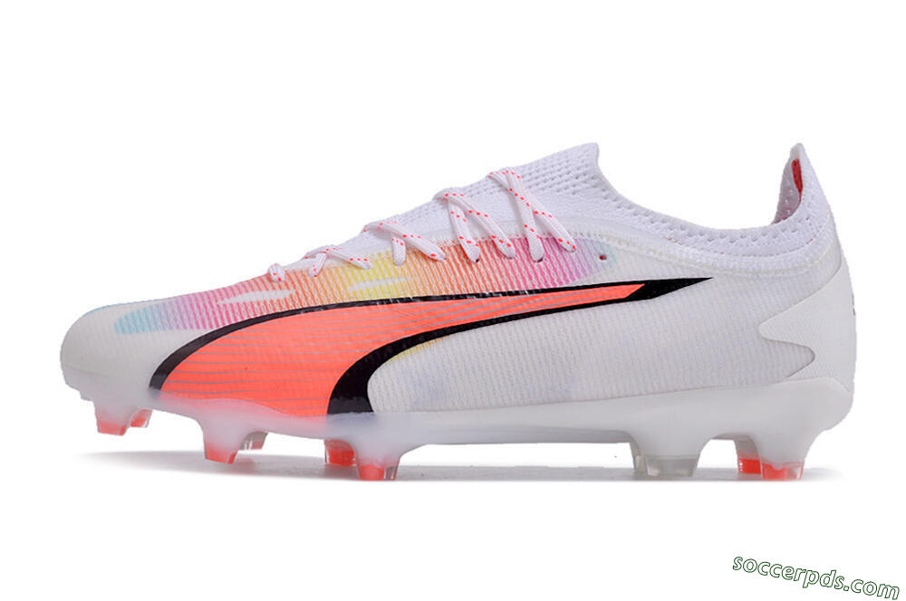 Puma Ultra Ultimate FG Low-Tops Football Boots - White/Red/Black 2