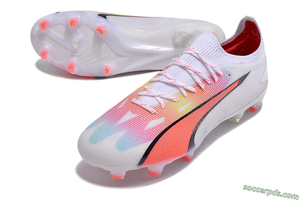 Puma Ultra Ultimate FG Low-Tops Football Boots - White/Red/Black 3