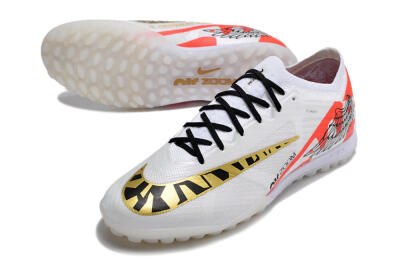 Nike Air Zoom Mercurial Vapor 15 Elite TF Low-Tops Football Shoes - White/Red/Gold