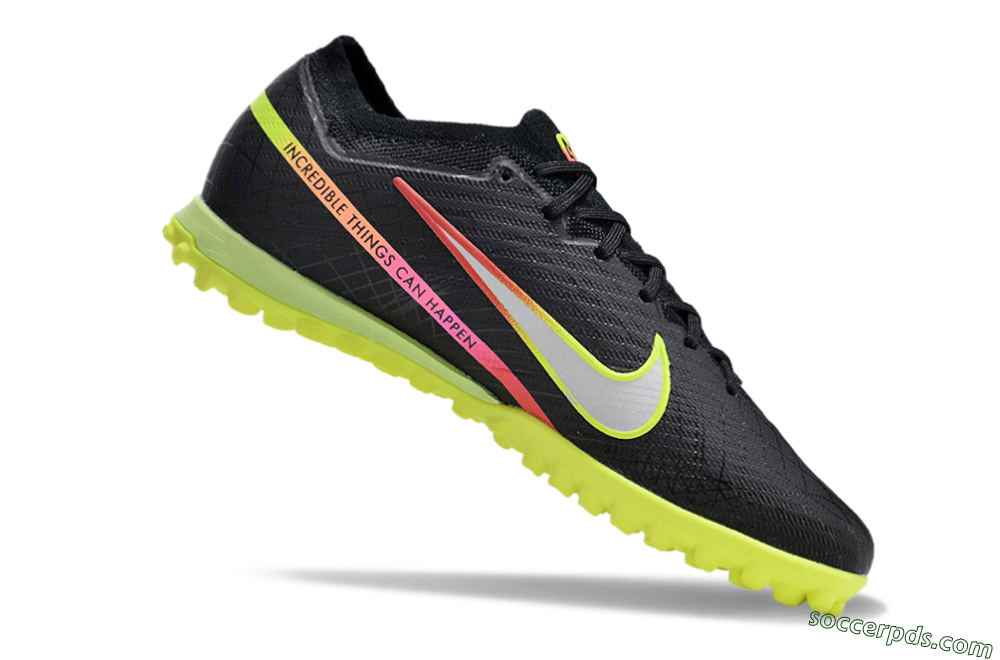 Nike Air Zoom Mercurial Vapor 15 Elite TF Low-Tops Football Shoes - Black/Silver/Green/Red 4