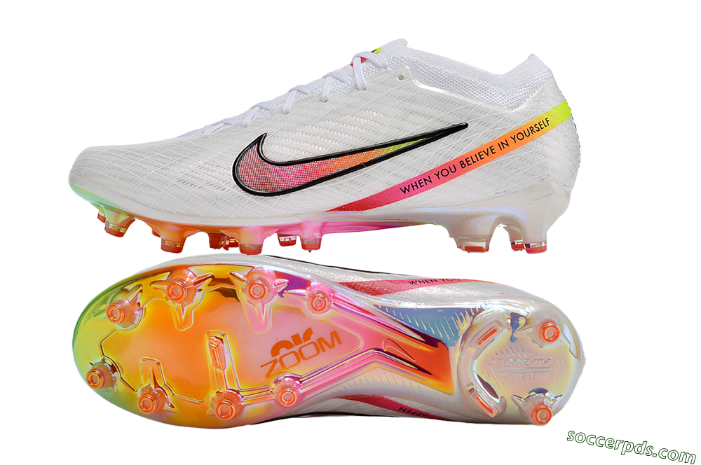 Nike Air Zoom Mercurial Vapor 15 Elite AG Low-Tops Football Boots - White/Pink/Black/Yellow/Gold 0