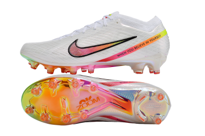 Nike Air Zoom Mercurial Vapor 15 Elite AG Low-Tops Football Boots - White/Pink/Black/Yellow/Gold