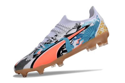 Puma Ultra Ultimate FG Low-Tops Football Boots - White/Black/Blue/Orange