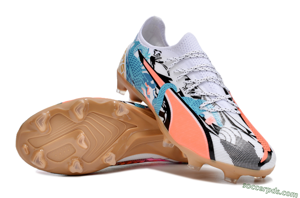 Puma Ultra Ultimate FG Low-Tops Football Boots - White/Black/Blue/Orange 3