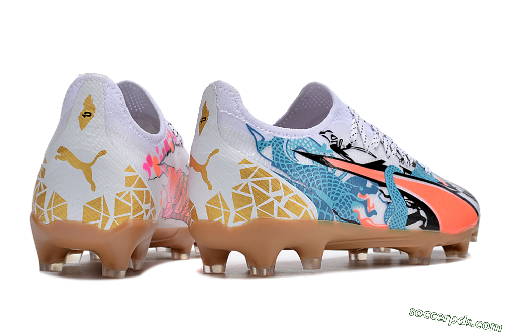 Puma Ultra Ultimate FG Low-Tops Football Boots - White/Black/Blue/Orange 6