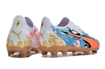 Puma Ultra Ultimate FG Low-Tops Football Boots - White/Black/Blue/Orange