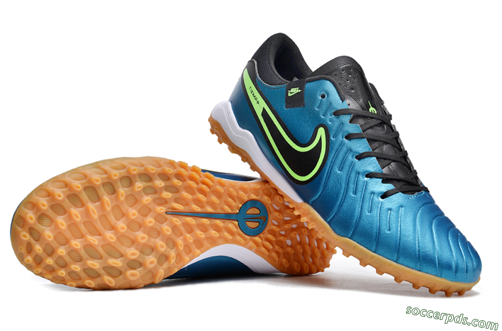 Nike Tiempo Legend 10 Pro TF Low-Tops Football Shoes - Jade/Black/Yellow 0