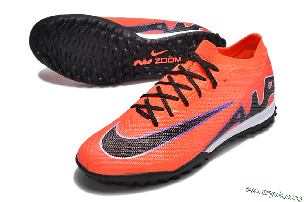 Nike Air Zoom Mercurial Vapor 15 Elite TF Low-Tops Football Shoes - Red/Purple/Black 3