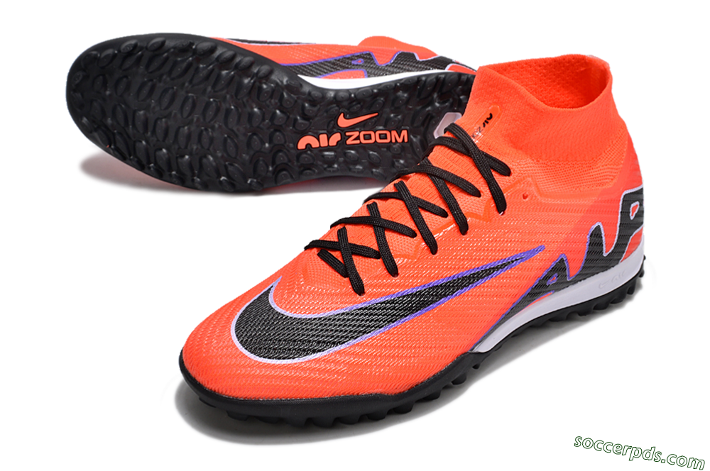 Nike Air Zoom Mercurial Superfly 9 Elite TF High-Tops Football Shoes - Red/Purple/Black 3