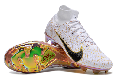 Nike Air Zoom Mercurial Superfly 9 Elite FG High-Tops Football Boots - White/Black/Gold