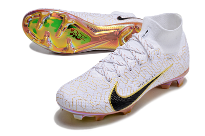 Nike Air Zoom Mercurial Superfly 9 Elite FG High-Tops Football Boots - White/Black/Gold