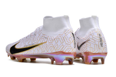 Nike Air Zoom Mercurial Superfly 9 Elite FG High-Tops Football Boots - White/Black/Gold