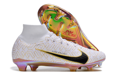 Nike Air Zoom Mercurial Superfly 9 Elite FG High-Tops Football Boots - White/Black/Gold