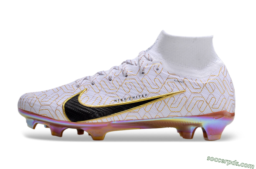 Nike Air Zoom Mercurial Superfly 9 Elite FG High-Tops Football Boots - White/Black/Gold 2