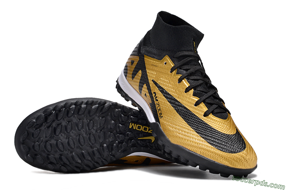 Nike Air Zoom Mercurial Superfly 9 Elite TF High-Tops Football Shoes - Gold/Black/White 0
