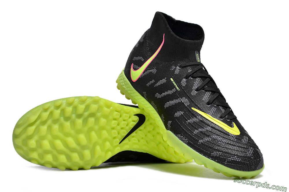 Nike Phantom Luna 2 Elite TF High-Tops Football Shoes - Black/Yellow/Pink 3