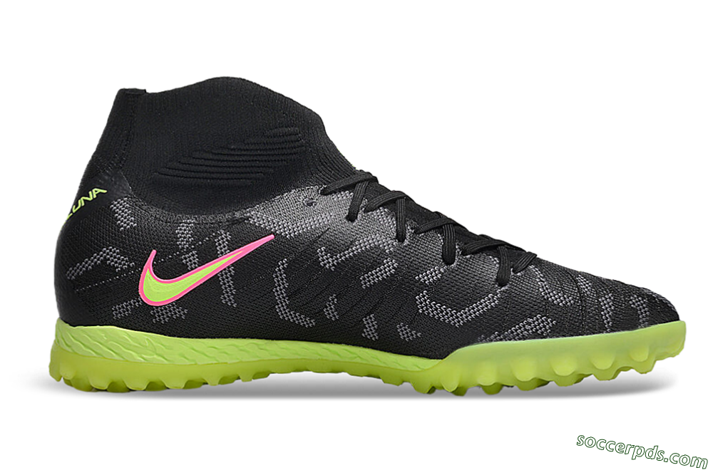 Nike Phantom Luna 2 Elite TF High-Tops Football Shoes - Black/Yellow/Pink 6