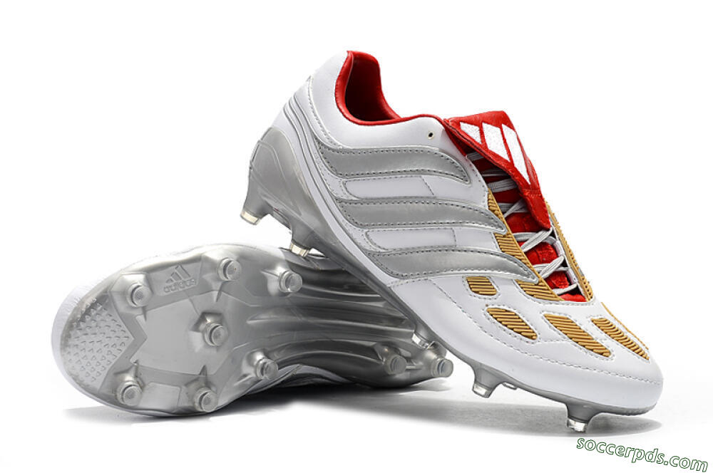Adidas Predator Precision FG Low-Tops Football Boots - White/Grey/Yellow 4