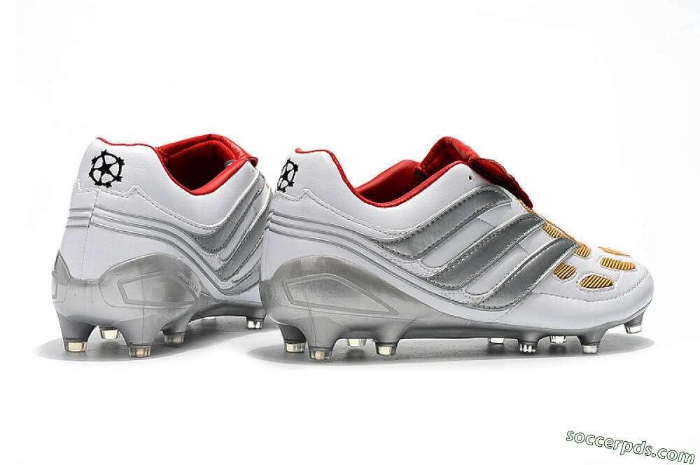Adidas Predator Precision FG Low-Tops Football Boots - White/Grey/Yellow 9