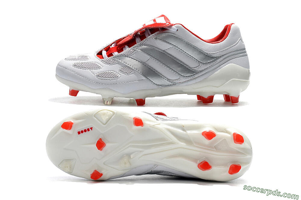Beckham x Adidas Predator Precision FG Low-Tops Football Boots - Grey/Red/White 0