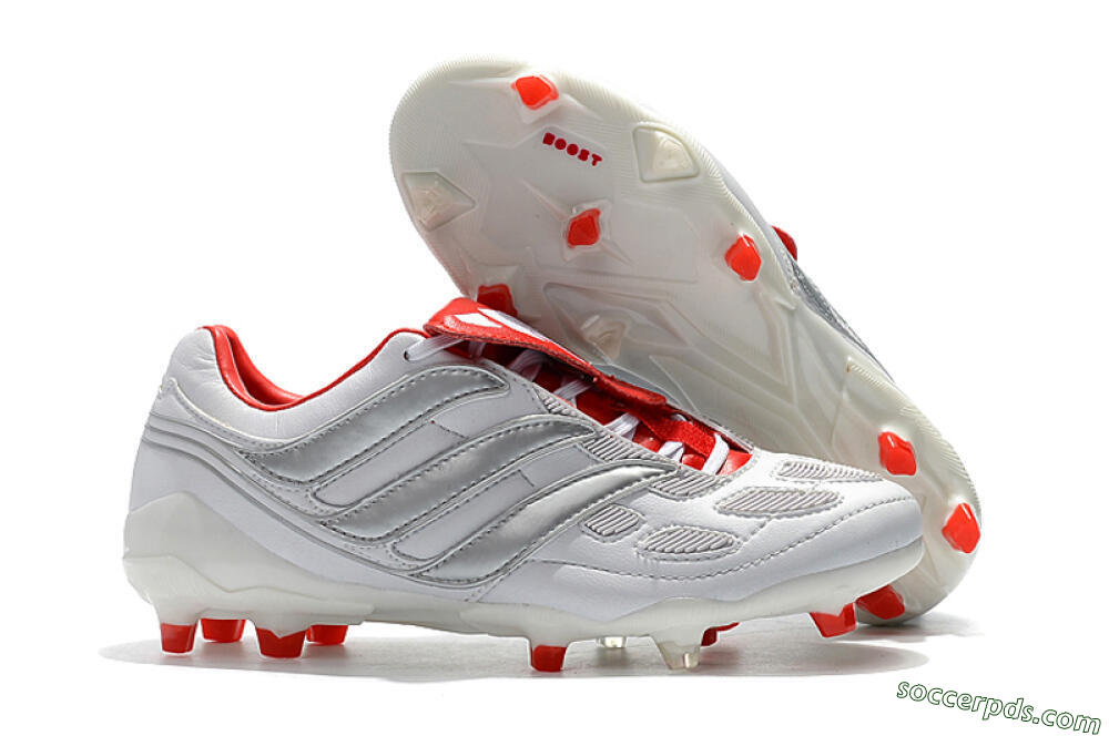 Beckham x Adidas Predator Precision FG Low-Tops Football Boots - Grey/Red/White 1