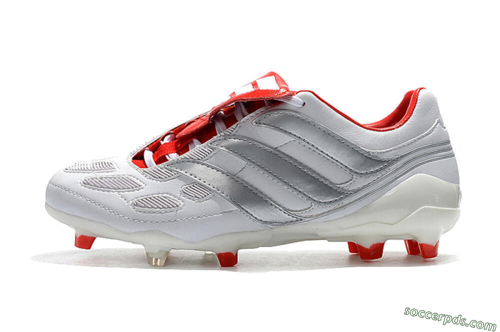 Beckham x Adidas Predator Precision FG Low-Tops Football Boots - Grey/Red/White 2