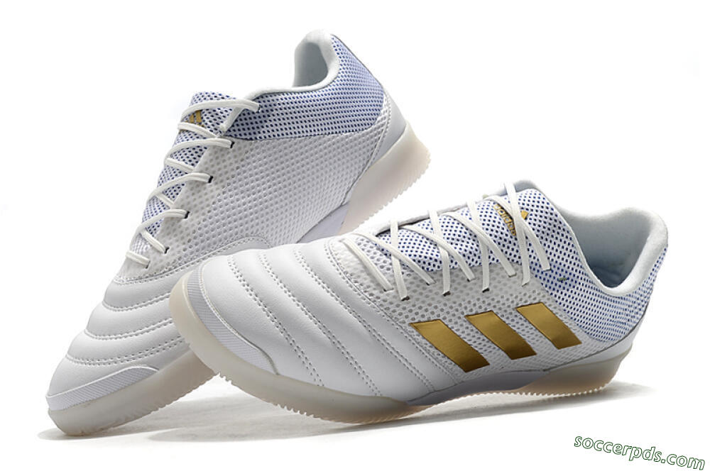 Adidas Copa Tango 20.1 IC Low-Tops Football Shoes - White/Gold/Blue 6
