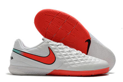 NIke Tiempo Lunar Legend 8 Pro IC Low-Tops Football Shoes - White/Red/Jade