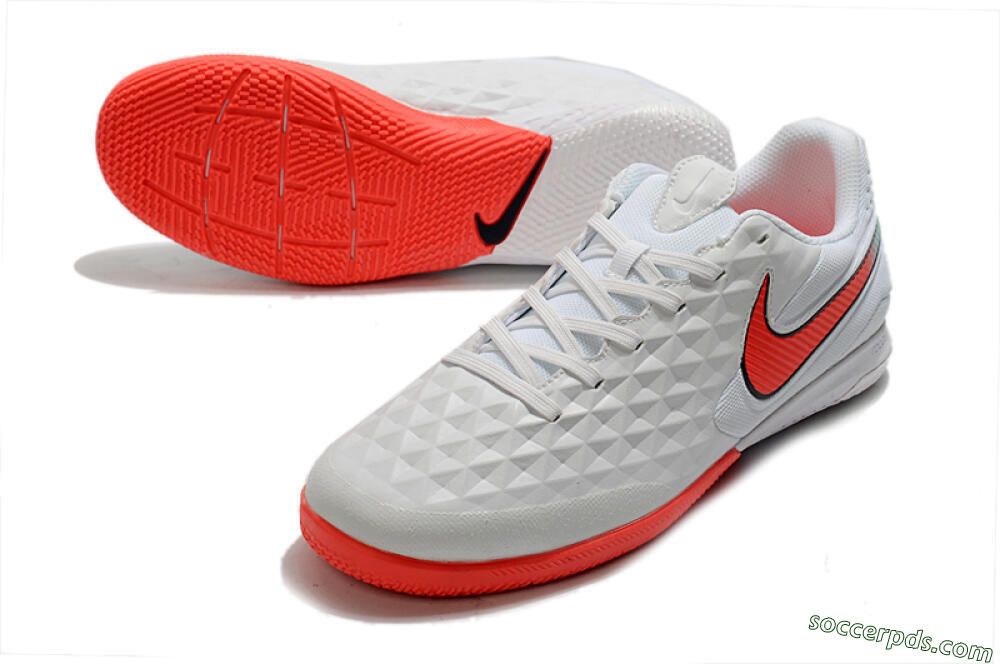 NIke Tiempo Lunar Legend 8 Pro IC Low-Tops Football Shoes - White/Red/Jade 3