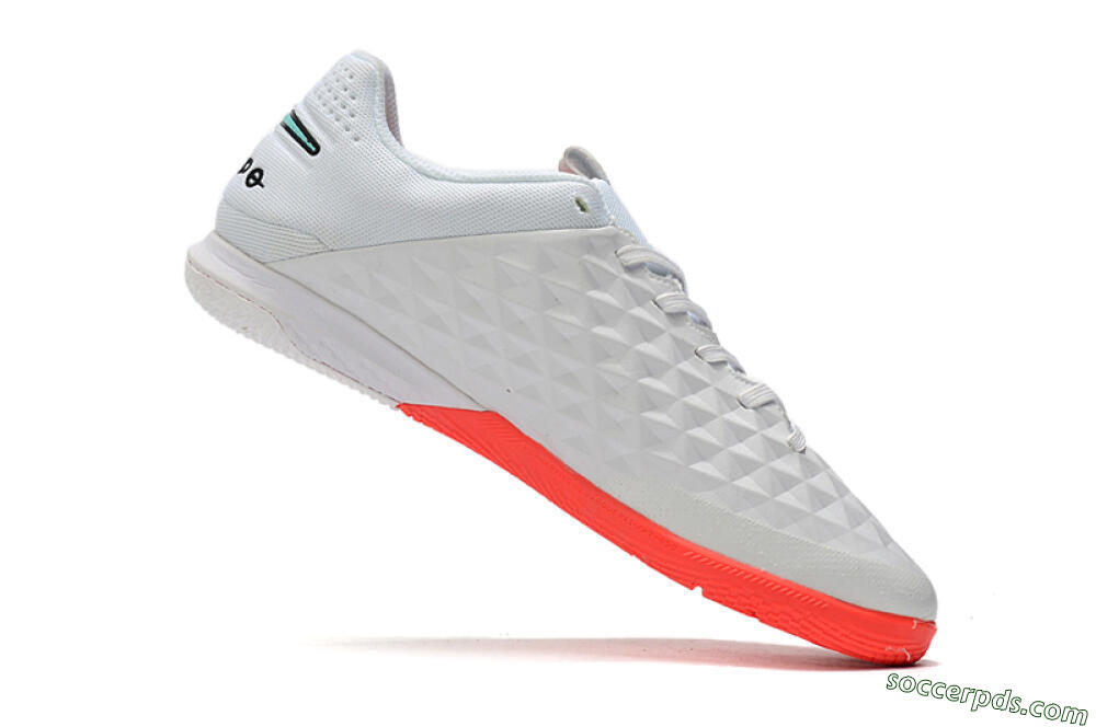 NIke Tiempo Lunar Legend 8 Pro IC Low-Tops Football Shoes - White/Red/Jade 4