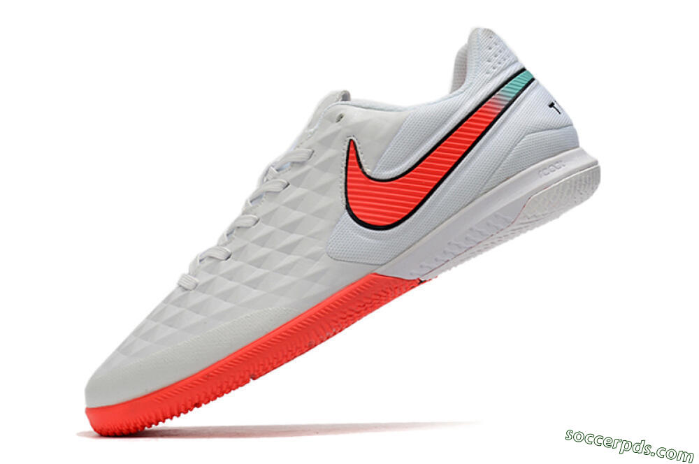 NIke Tiempo Lunar Legend 8 Pro IC Low-Tops Football Shoes - White/Red/Jade 5